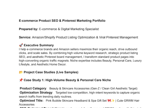 write SEO shopify product descriptions and do pinterest marketing